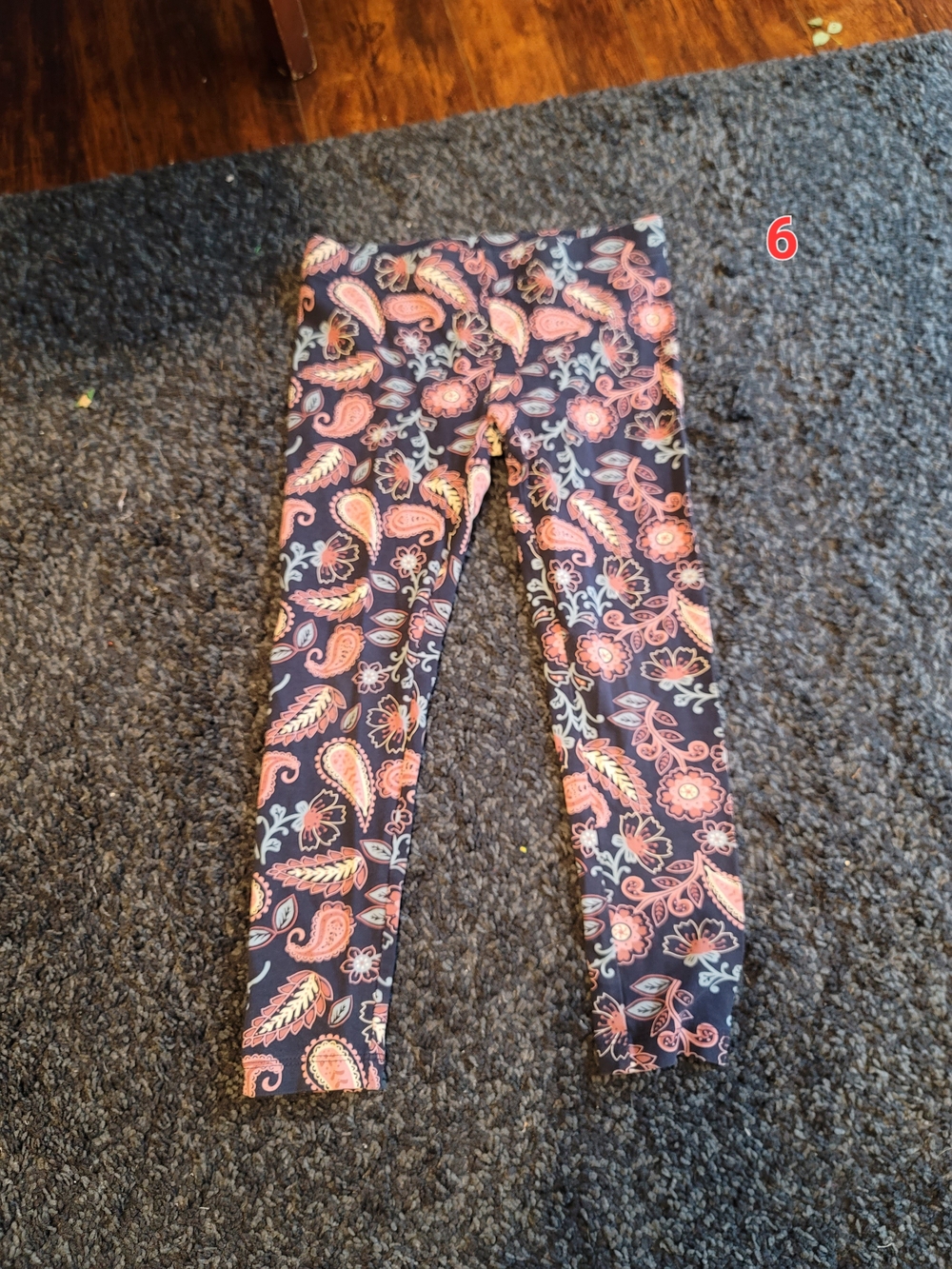 Kids Navy Leggings with Pink Paisley Print